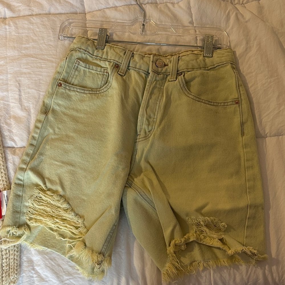 Wild Fable Light Green Distressed Jean Shorts